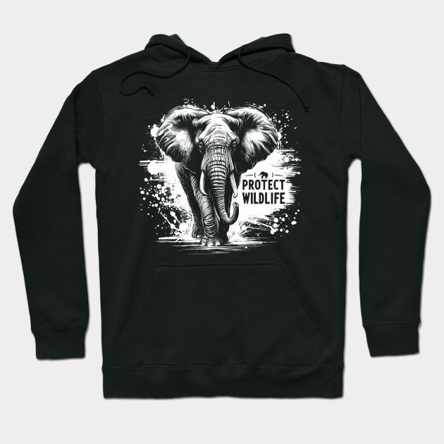 Protect Wildlife - Elephant Hoodie by PrintSoulDesigns